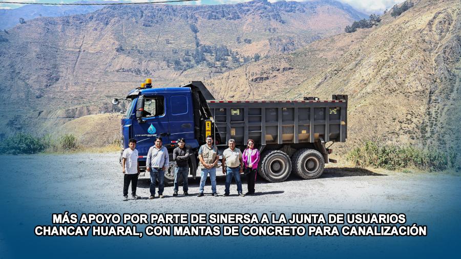 Más apoyo por parte de SINERSA a la Junta de Usuarios Chancay Huaral con mantas de concreto para canalización